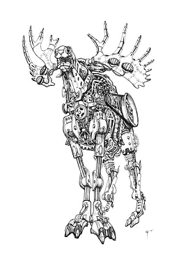 Steampunk Mechanical Moose Illustration