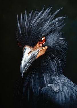 Intense Black Bird Portrait