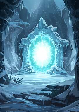 Icy Portal in a Frozen Cave