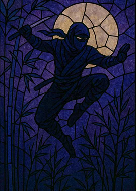 Ninja in Stained Glass Style