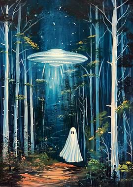 UFO, Ghost, and Forest Painting