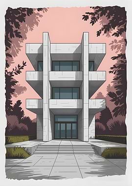 Modernist Building Architecture Surrounded by Trees