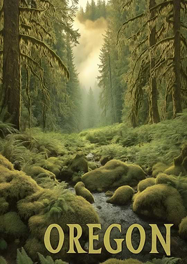 Oregon Forest Trail Travel Poster