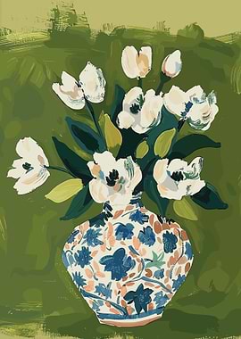 Floral Still Life with Patterned Vase