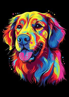 Colorful Golden Retriever Portrait