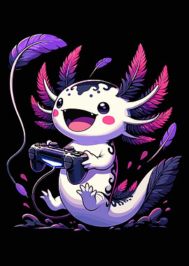 Axolotl Gamer Cartoon