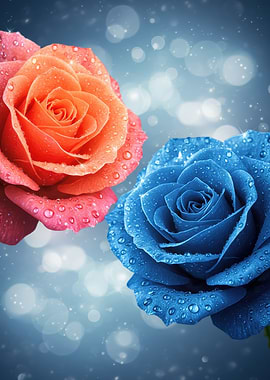 Orange and Blue Roses