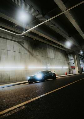 Sleek Car in Tunnel