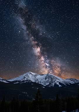 Milky Way over snow-capped mountains