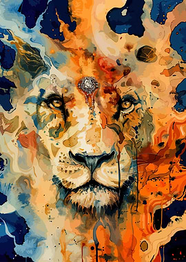 Abstract Lion with Jewel