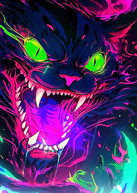 Neon Cat Sharp Teeth