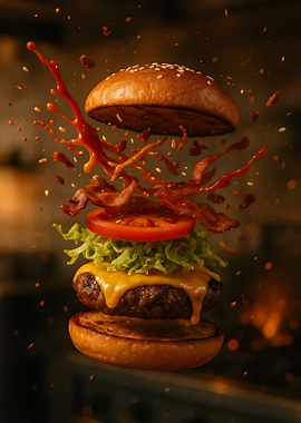Exploding Burger Ingredients