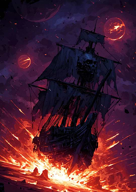 Ghost Ship in Fiery Space