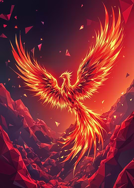 Mythical Fiery Phoenix Rising
