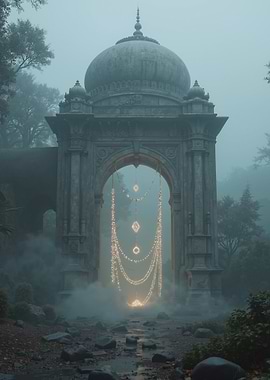 Mystical Archway in Fog