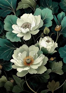 William Morris maximalist floral Wall Art vintage botanical Print sage Green Flower Painting Art Nouveau wall art