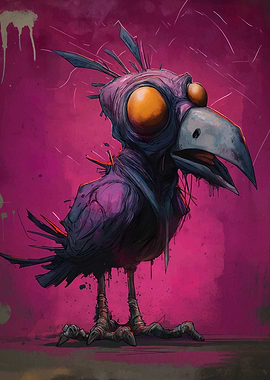 Cartoon Bird with Large Eyes