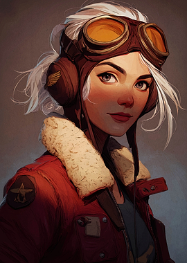 Female Pilot Portrait with Goggles