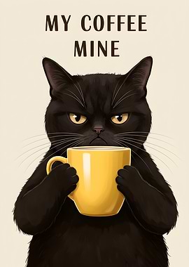 Grumpy Cat with Coffee Mug