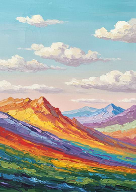 Colorful Mountain Landscape Painting