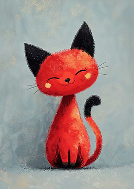 Smiling Red Cat Illustration