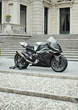 Black and Silver Motorcycle Exterior Shot