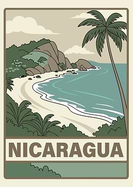 Nicaragua Beach Travel Poster
