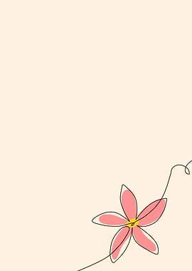 Minimalist Pink Flower Line Art