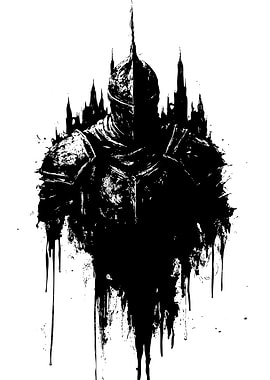 Dark Knight Silhouette with Castle