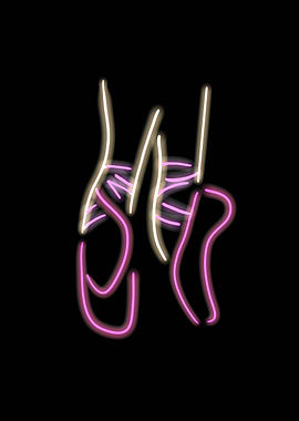Neon Ballerina Dreams - Glowing Pink Ballet Shoes Art