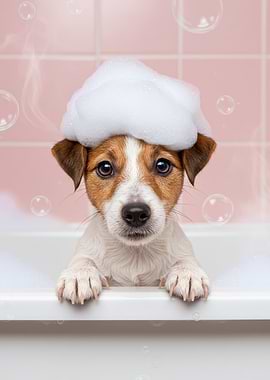 ack Russell Terrier puppy in Bath Time