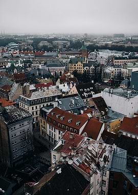 Cityscape Aerial View on Overcast Day