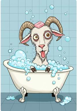 Goat in Bathtub with Soap
