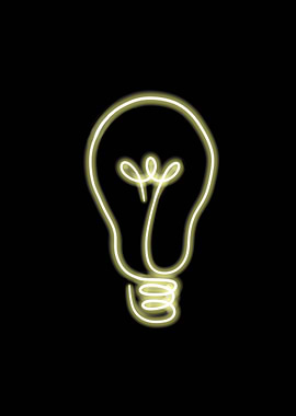 Illuminated Ideas' – Glowing Light Bulb Line Art Print