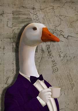 Elegant Goose with Tea Cup