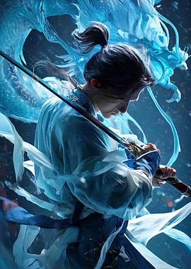 Warrior with Dragon and Sword