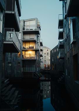 Modern Canal-Side Apartment Buildings