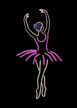 'Luminous Grace' – Glowing Ballerina Silhouette Art