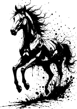 Black and White Horse Illustration