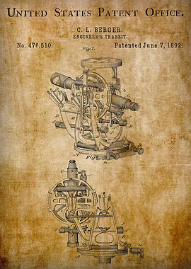 1892 vintage engineers transit patent