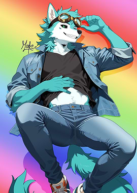 Stylish Furry Character with Goggles