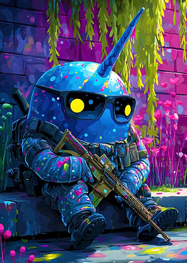 Armed Narwhal Soldier with Sunglasses
