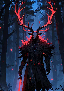 Mystical Deer Figure Dark Forest