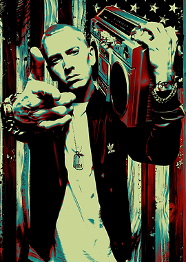 Eminem with Boombox and American Flag