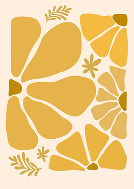 Abstract Floral Art in Yellow Tones