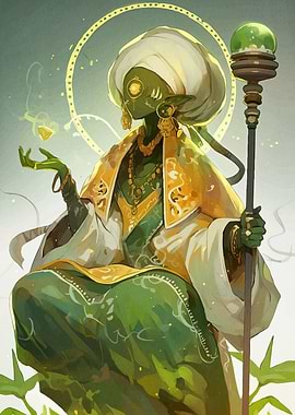 Green-skinned staff