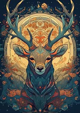 Ornate Deer Portrait