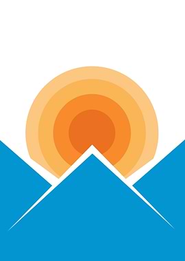 Minimalist Mountain Sunrise Illustration