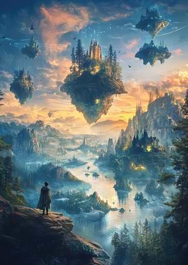 Fantasy Landscape with Floating Islands