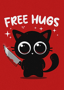 Free Hugs Cat with Knife